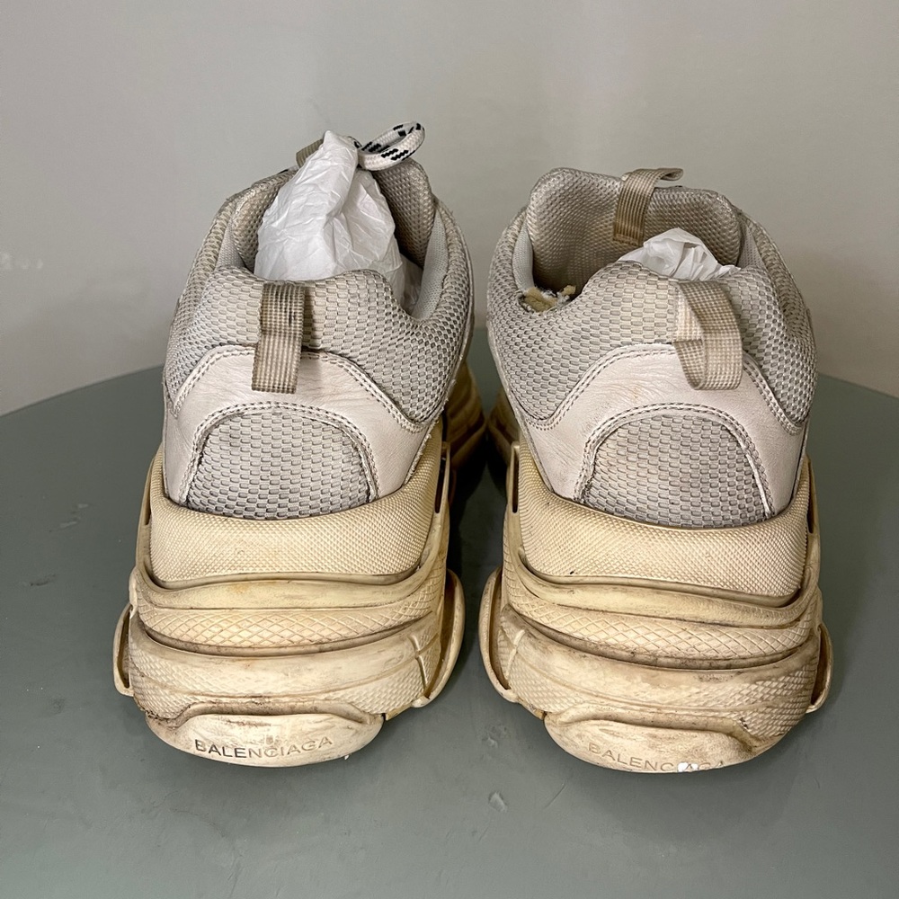 Pre-owned Authentic Balenciaga Triple S Beige Off White 46 - Picture 4 of 9
